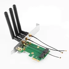 Mini PCI-E Express to PCI-E Wireless Adapter w 3 Antenna WiFi for PC K7A2