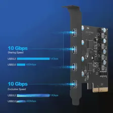 Карта расширения 5V PCI-e к USB 3.2 Type C 20 Гбит/с PCI-E к USB 3.2 Концентратор-Разветвитель Контроллер PCI Express Riser Card для Майнинга BTC